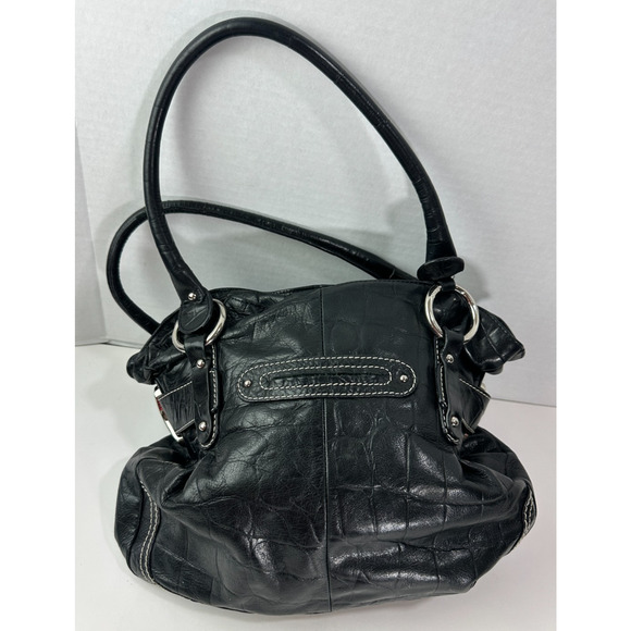*Flawed* B Makowsky Leather Shoulder Bag Slouchy Hobo Satchel Belted Clip Purse - Picture 15 of 16